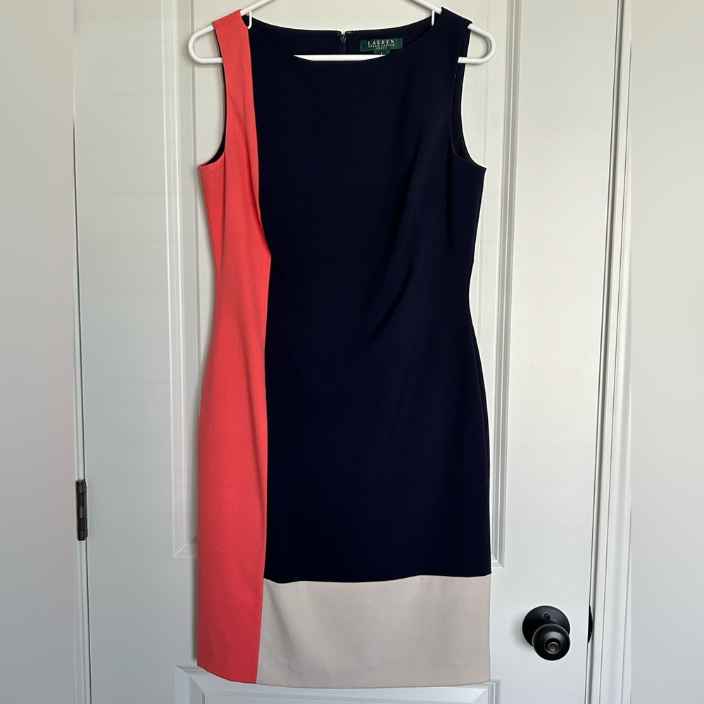 Lauren Ralph Lauren Essentials Women’s Size 8 Color Block Shift Dress,Multicolor